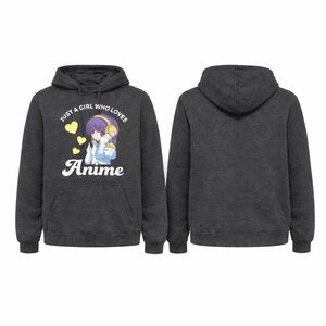 Anime Graphic “Just a Girl who Loves Anime” Women's Hoodie - Black